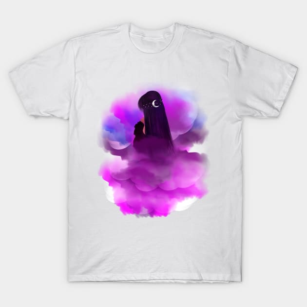 Dreaming girl in the purple sky T-Shirt by Salma Ismail